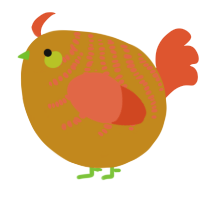 A ochre and vermilion chicken with a half-bar pattern