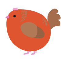A vermilion and brown chicken with a neck-band pattern