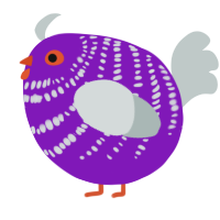 A violet and silver chicken with a bar pattern