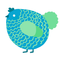 A cerulean and spring chicken with a lace pattern