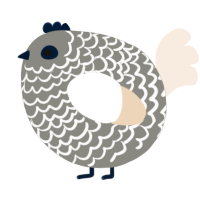 A ash and cream chicken with a lace pattern