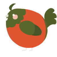 A vermilion and olive chicken with a head pattern