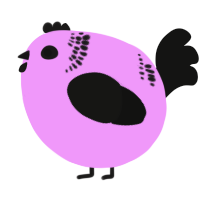 A lavender and black chicken with a neck-band pattern