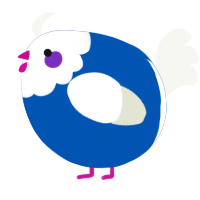 A ultramarine and white chicken with a head pattern