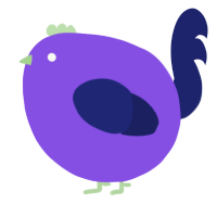 A blurple and navy chicken