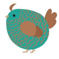 A turquoise and brown chicken with a lace pattern