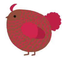 A russet and crimson chicken with a lace pattern