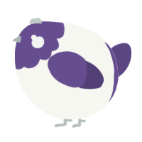 A white and overcast chicken with a head pattern