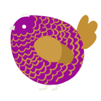 A plum and gold chicken with a lace pattern