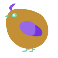 A gold and blurple chicken