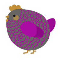 A grey and plum chicken with a lace pattern