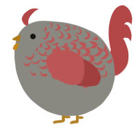A ash and red chicken with a half-lace pattern