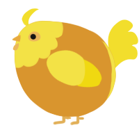 A orange and yellow chicken with a head pattern