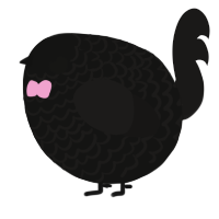 A black and sable chicken with a lace pattern