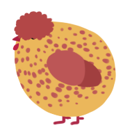 A honey and red chicken with a speckle pattern