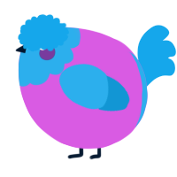 A orchid and sky chicken with a head pattern