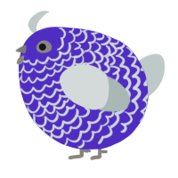 A indigo and silver chicken with a lace pattern