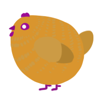 A orange and gold chicken with a bar pattern