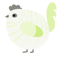 A white and apple chicken with a bar pattern