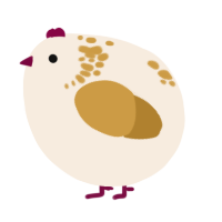A cream and gold chicken with a neck-speckle pattern