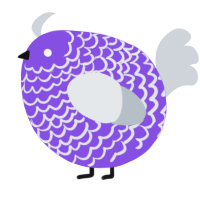 A blurple and mist chicken with a lace pattern