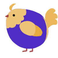 A indigo and honey chicken with a head pattern