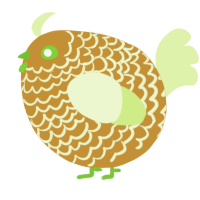 A gold and apple chicken with a lace pattern