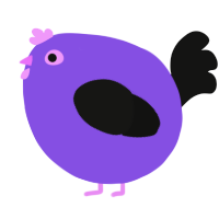 A blurple and black chicken