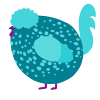 A sea and aqua chicken with a speckle pattern