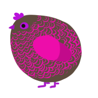 A bark and fuchsia chicken with a double-lace pattern