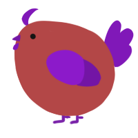 A red and violet chicken