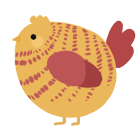 A honey and red chicken with a bar pattern
