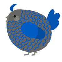 A grey and ultramarine chicken with a lace pattern