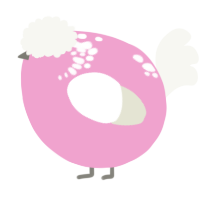 A pink and white chicken with a neck-speckle pattern