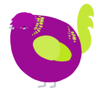 A plum and lime chicken with a neck-band pattern