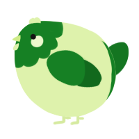 A apple and leaf chicken with a head pattern