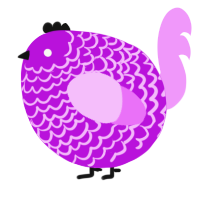 A amethyst and lavender chicken with a lace pattern