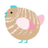 A beige and rose chicken with a bar pattern