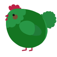 A leaf and viridian chicken with a head pattern