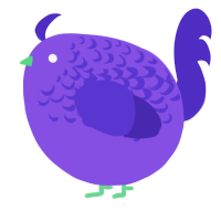 A blurple and indigo chicken with a half-lace pattern