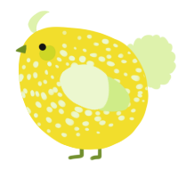 A yellow and apple chicken with a speckle pattern