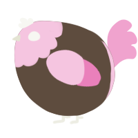 A bark and pink chicken with a head pattern