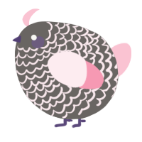 A grey and rose chicken with a lace pattern