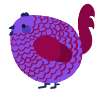 A blurple and maroon chicken with a lace pattern