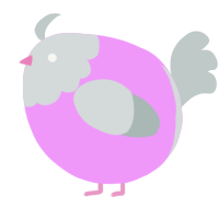 A lavender and silver chicken with a head pattern