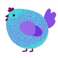 A aqua and blurple chicken with a double-lace pattern