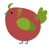 A red and chartreuse chicken with a neck-band pattern