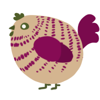 A beige and wine chicken with a bar pattern