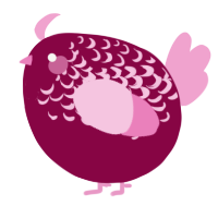 A maroon and pink chicken with a half-lace pattern