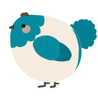 A cream and sea chicken with a head pattern